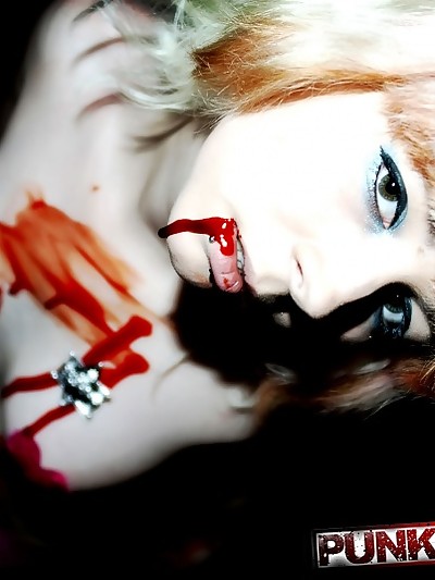 Punk babe Angel Fox gets bloodied up